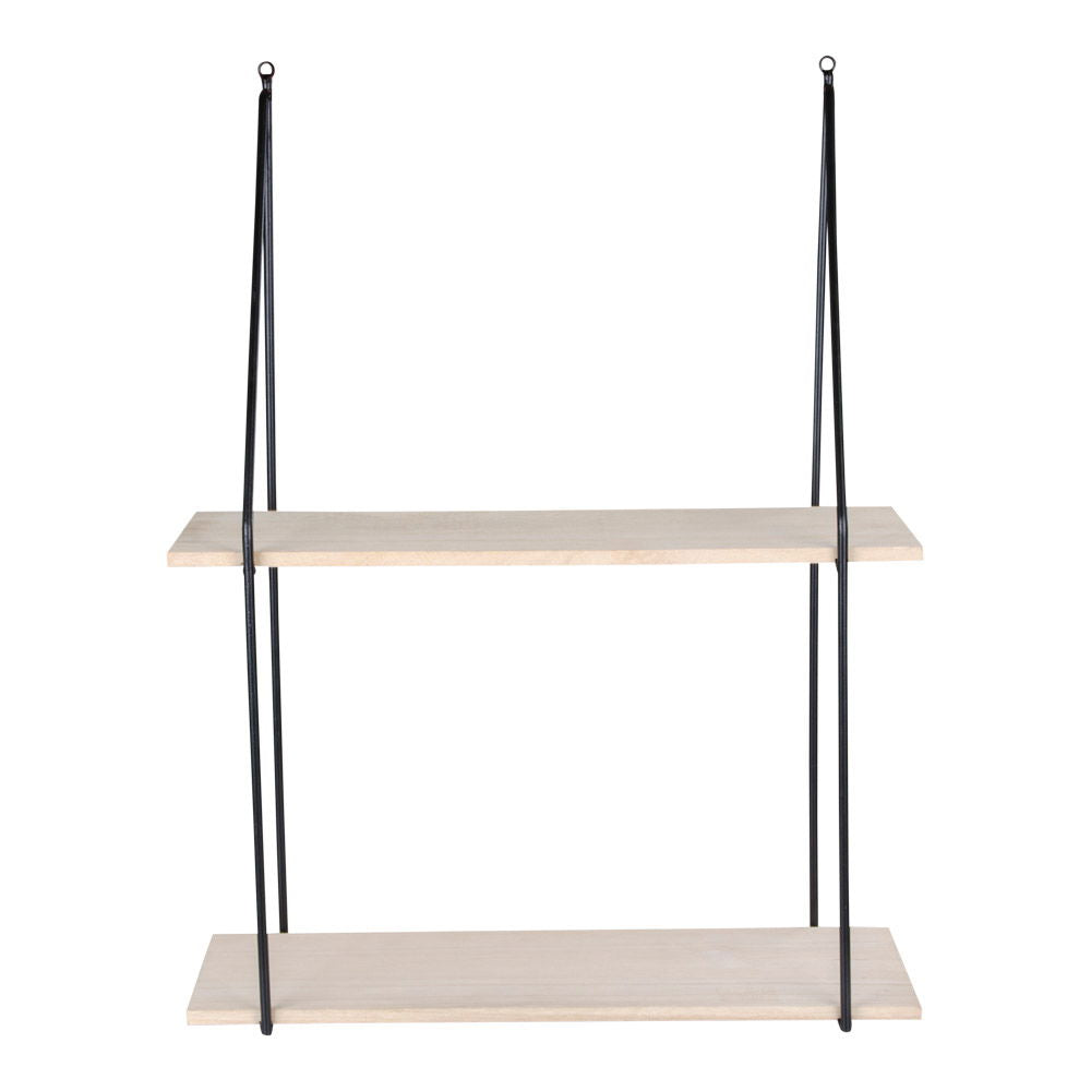 Farbe Haag – Wandregal, Stahl & Paulownia-Holz, schwarz/natur, 55 × 21 × 72 cm